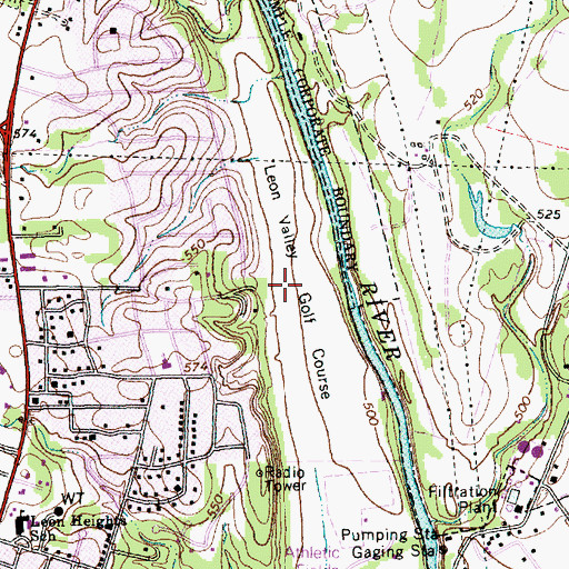 Topographic Map of Leon Valley Golf Course, TX