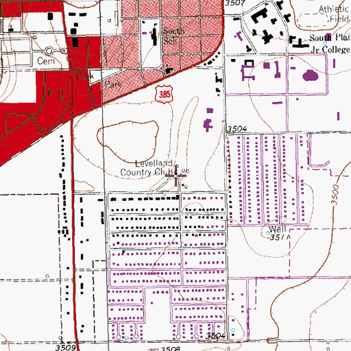 Topographic Map of Levelland Country Club, TX
