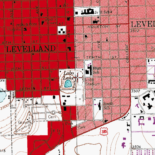 Topographic Map of Lobb Stadium, TX