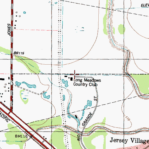 Topographic Map of Long Meadows Country Club, TX