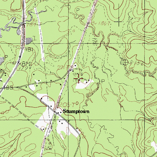 Topographic Map of Lowe Cemetery, TX