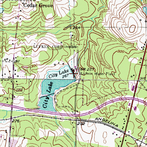 Topographic Map of Lufkin Water Plant, TX