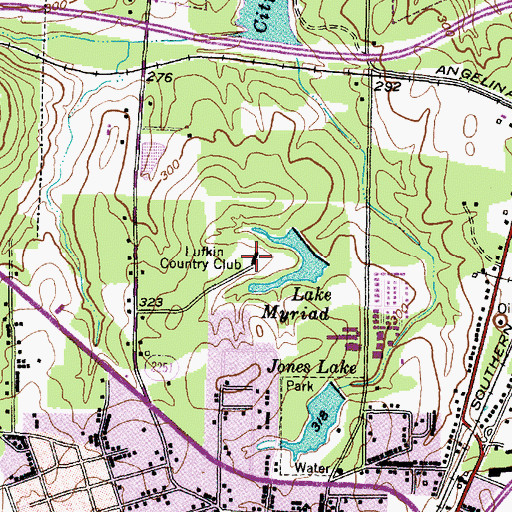 Topographic Map of Lutkin Country Club, TX