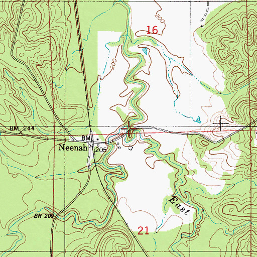 Topographic Map of East Prong Pursley Creek, AL