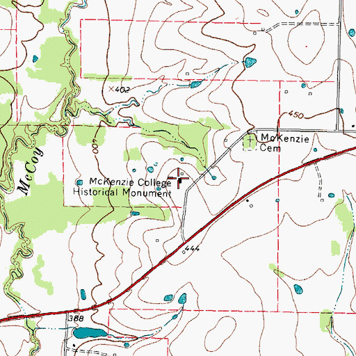 Topographic Map of McKenzie College Historical Monument, TX