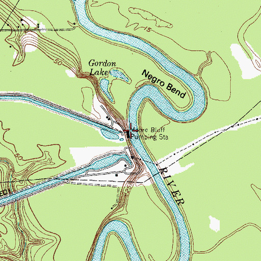 Topographic Map of Moore Bluff Pumping Station, TX
