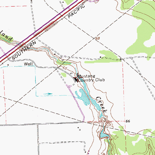 Topographic Map of Mustang Country Club, TX