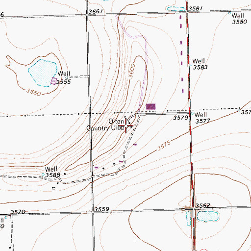 Topographic Map of Olton Country Club, TX