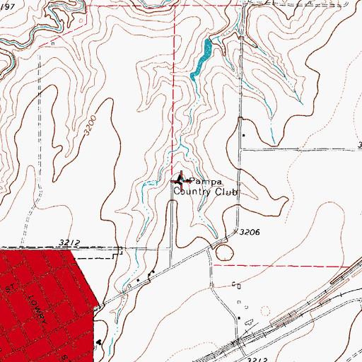 Topographic Map of Pampa Country Club, TX