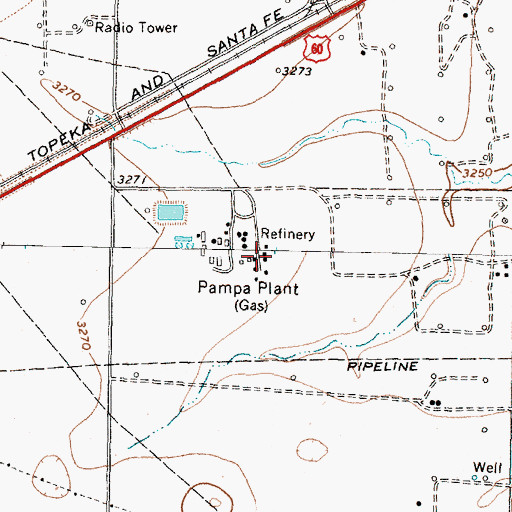 Topographic Map of Pampa Plant, TX