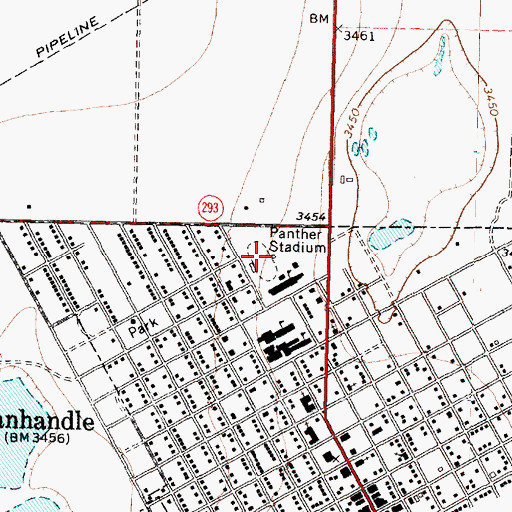 Topographic Map of Panther Stadium, TX