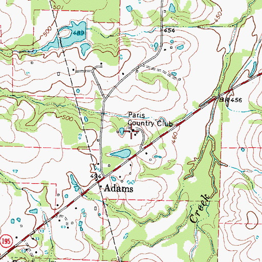 Topographic Map of Paris Country Club, TX