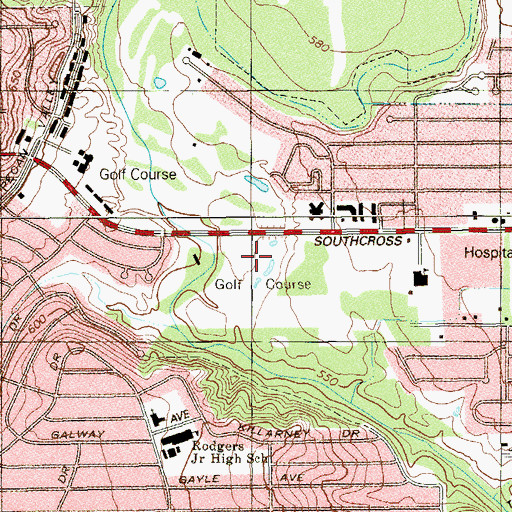 Topographic Map of Pecan Valley Golf Course, TX