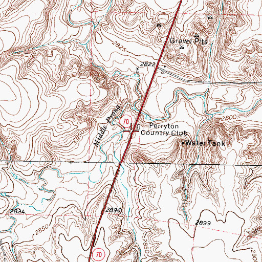 Topographic Map of Perryton Country Club, TX