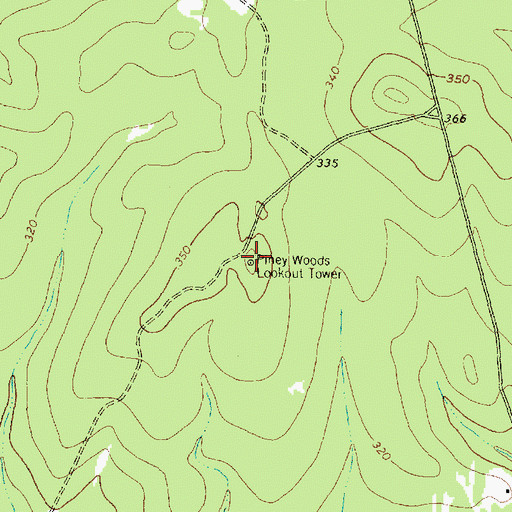 Topographic Map of Piney Woods Lookout Tower, TX