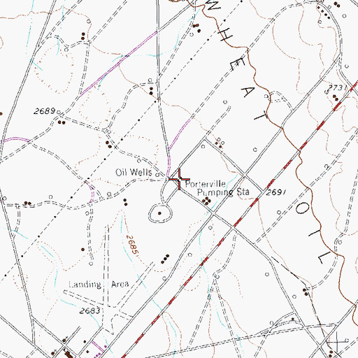 Topographic Map of Porterville Pumping Station, TX