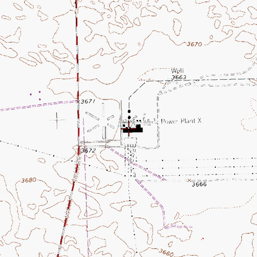 Topographic Map of Power Plant X, TX