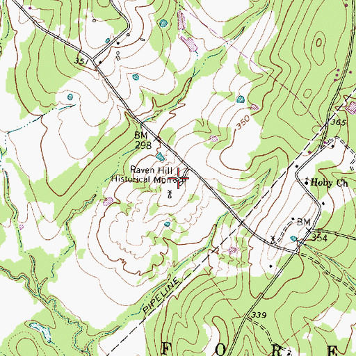 Topographic Map of Raven Hill Historical Monument, TX