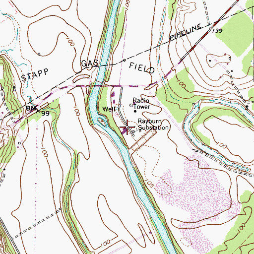 Topographic Map of Rayburn Substation, TX