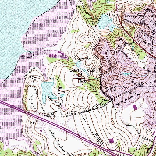 Topographic Map of Ridgewood Country Club, TX