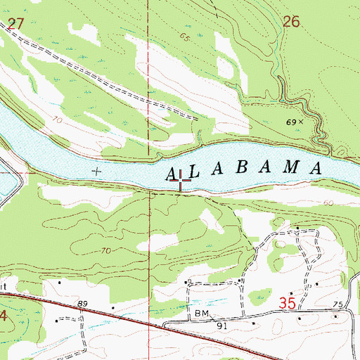 Topographic Map of Evans Lower Bar, AL