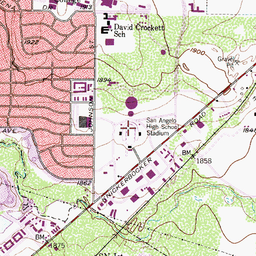 Topographic Map of San Angelo High School Stadium, TX
