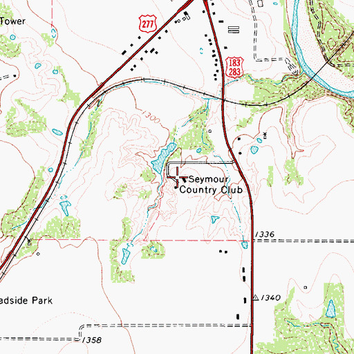 Topographic Map of Seymour Country Club, TX