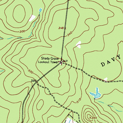 Topographic Map of Shady Grove Lookout Tower, TX