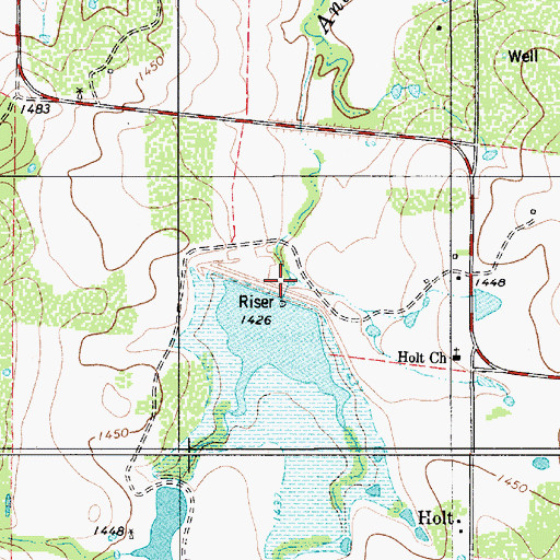 Topographic Map of Southeast Laterals Watershed Reservoir Number 1, TX