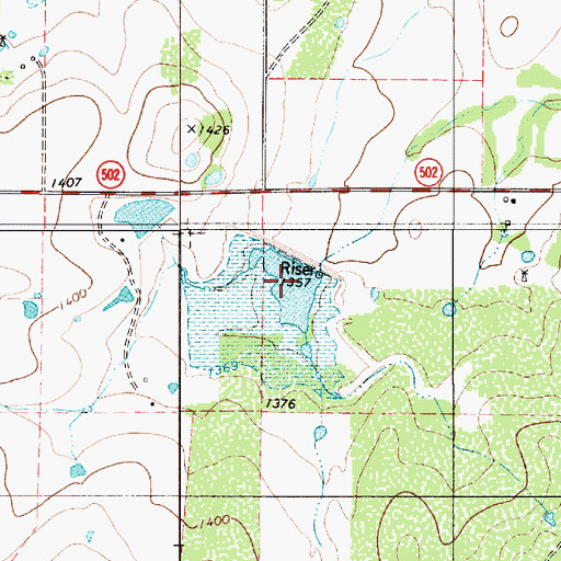 Topographic Map of Southeast Laterals Watershed Reservoir Number 9, TX