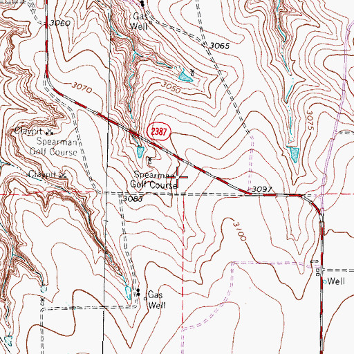 Topographic Map of Spearman Golf Course, TX