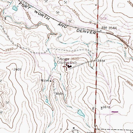 Topographic Map of Tascosa Country Club, TX