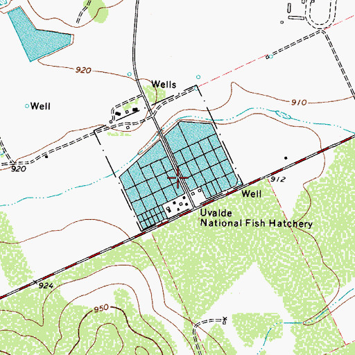 Topographic Map of Uvalde National Fish Hatchery, TX