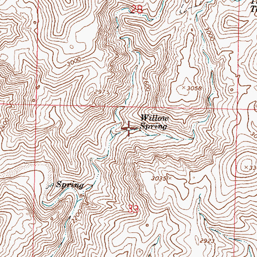 Topographic Map of Willow Spring, AZ