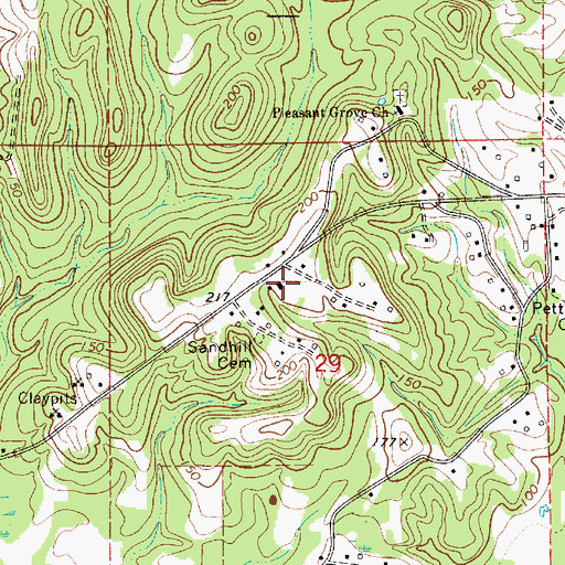 Topographic Map of Friendship Church, AL