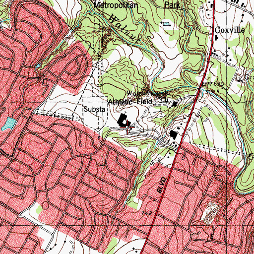 Topographic Map of Valley Oak Golf Club, TX