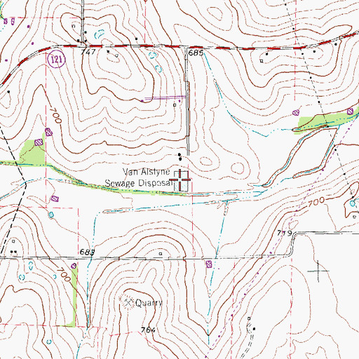 Topographic Map of Van Alstyne Sewage Disposal, TX