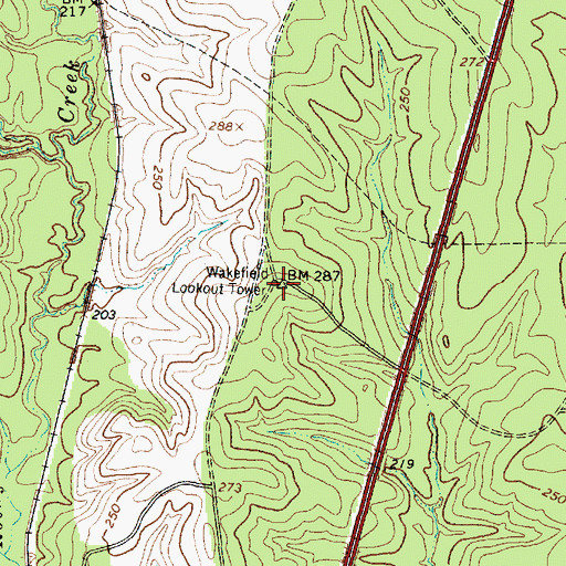 Topographic Map of Wakefield Lookout Tower, TX