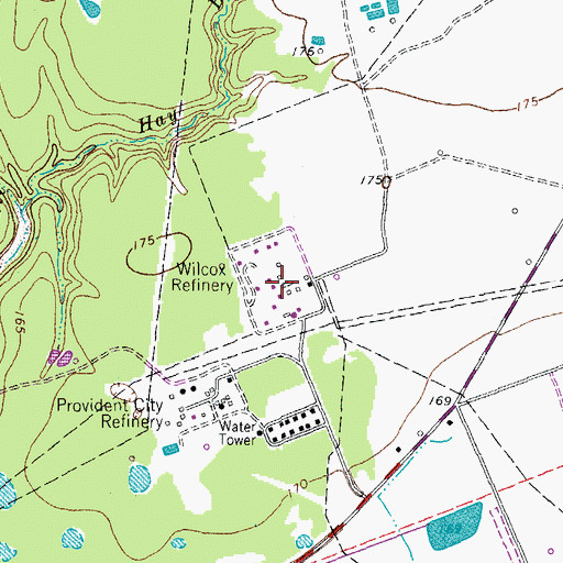 Topographic Map of Wilcox Refinery, TX