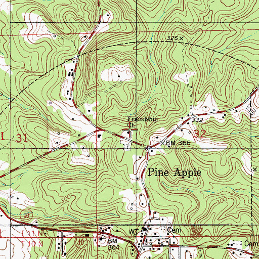 Topographic Map of Friendship Church, AL