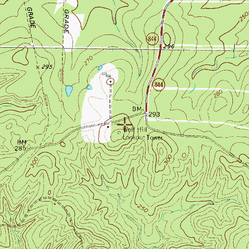 Topographic Map of Wolf Hill Lookout Tower, TX