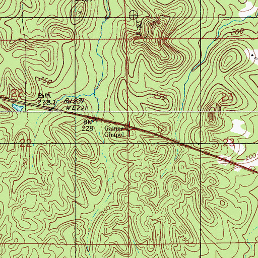 Topographic Map of Gaines Chapel, AL