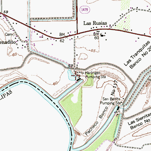 Topographic Map of Harlingen Pumping Station, TX