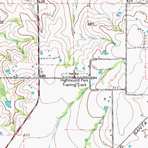 Topographic Map of Highmound Park Training Track, TX