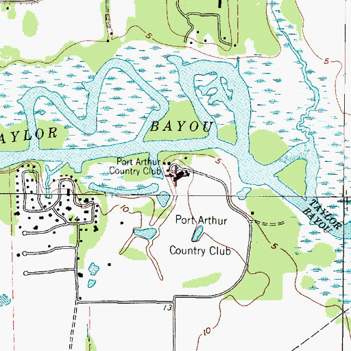 Topographic Map of Port Arthur Country Club, TX