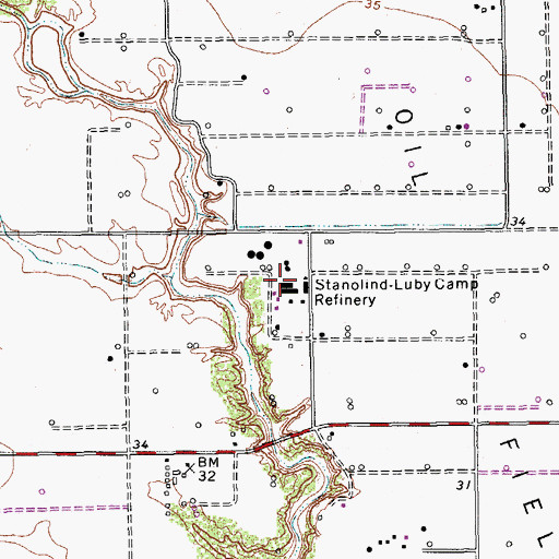 Topographic Map of Stanolind-Luby Camp Refinery, TX