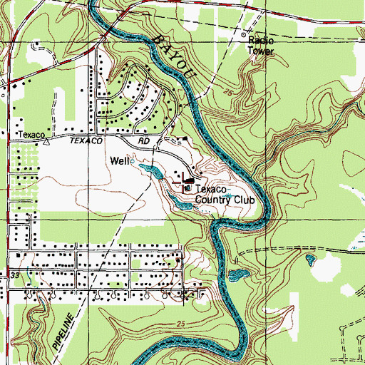 Topographic Map of Texaco Country Club, TX