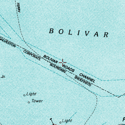 Topographic Map of Bolivar Roads Channel, TX