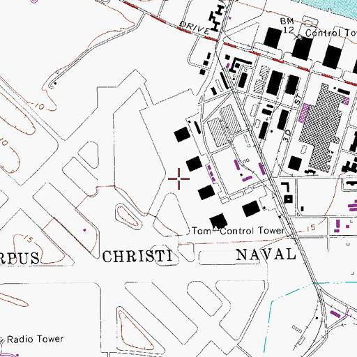 Topographic Map of Corpus Christi Naval Air Station/Truax Field, TX