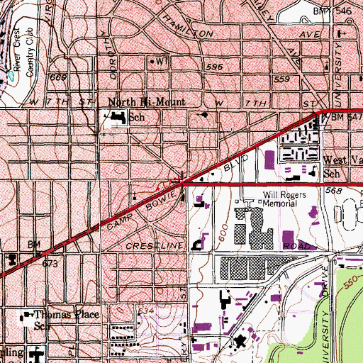 Topographic Map of Fwomc Heliport, TX